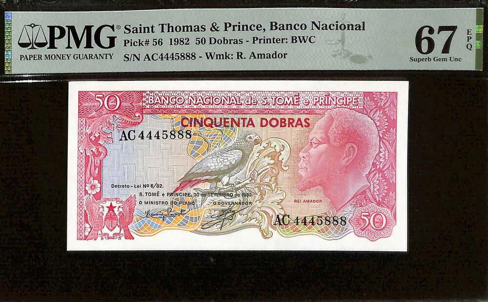 Saint Thomas And Prince - 50 Dobras 1982 - Pick # 56 - PMG 67 EPQ