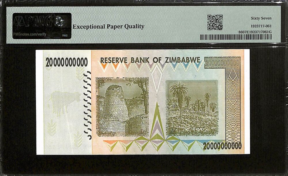 Zimbabwe - 20 Billion Dollars 2008 - Pick # 86 - PMG 67 EPQ