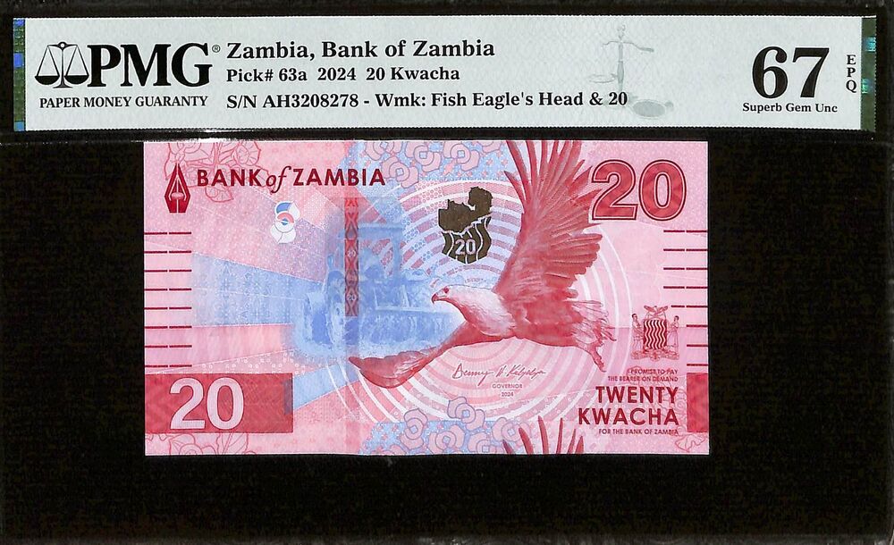 Zambia - 20 Kwacha 2024 - Pick # 63a - PMG 67 EPQ