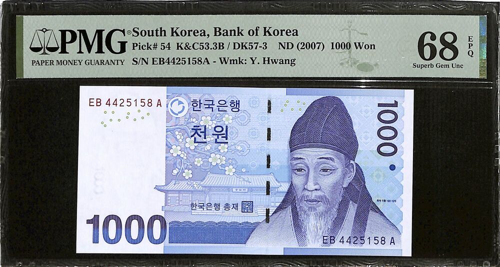 South Korea - 1000 Won ND (2007) - Pick # 54 - PMG 68 EPQ