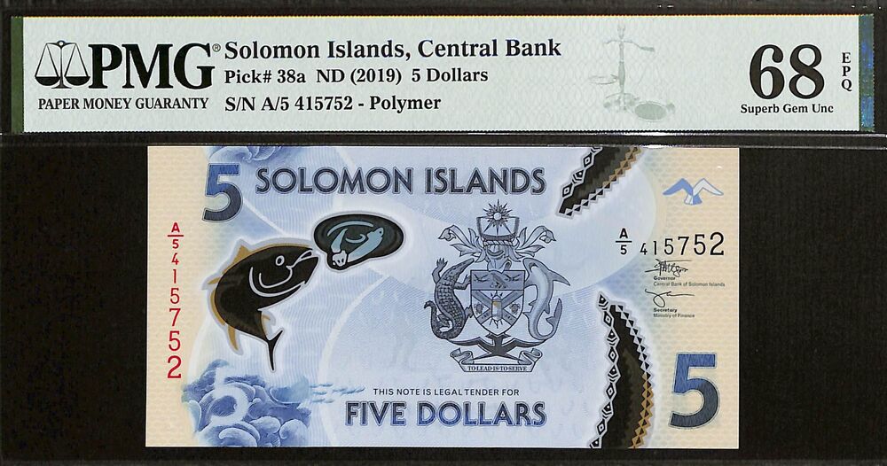Solomon Islands - 5 Dollars ND (2019) - Pick # 38a - PMG 68 EPQ
