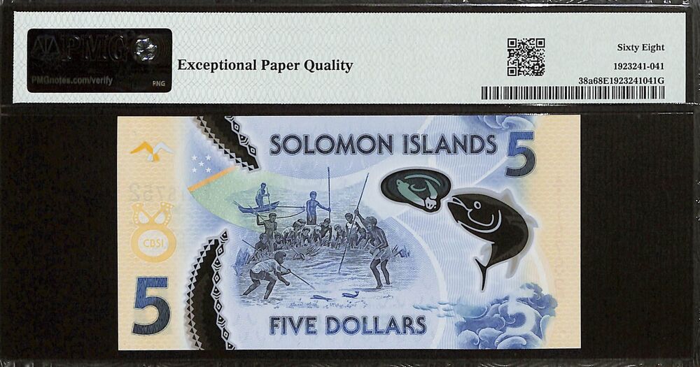 Solomon Islands - 5 Dollars ND (2019) - Pick # 38a - PMG 68 EPQ