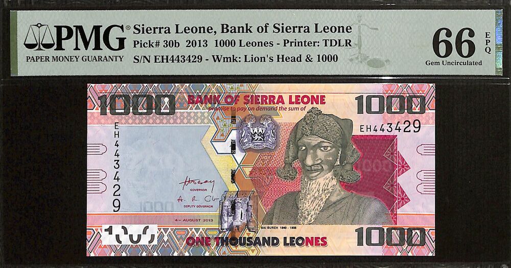 Sierra Leone - 1000 Leones 2013 - Pick # 30b - PMG 66 EPQ