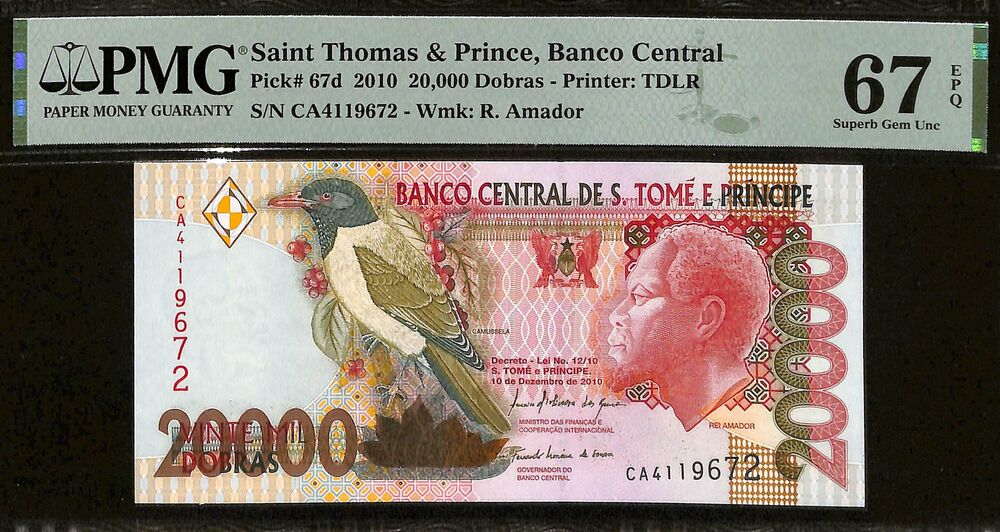 Saint Thomas And Prince - 20.000 Dobras 2010 - Pick # 67d - PMG 67 EPQ