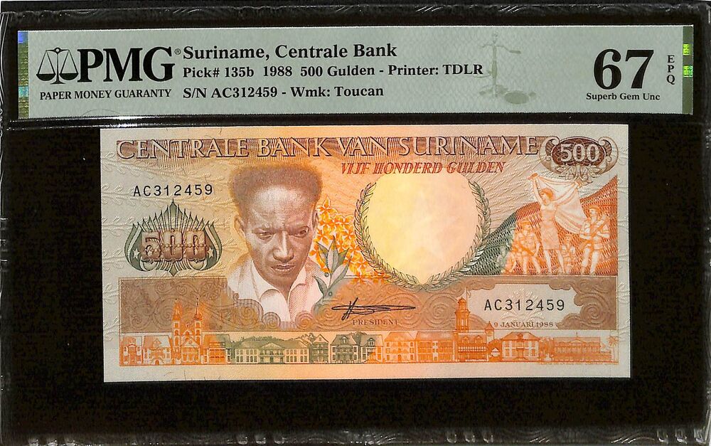 Suriname - 500 Gulden 1988 - Pick # 135b - PMG 67 EPQ