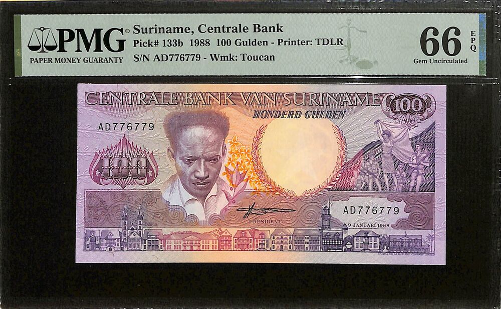 Suriname - 100 Gulden 1988 - Pick # 133b - PMG 66 EPQ