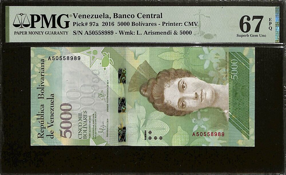 Venezuela - 5000 Bolivares 2016 - Pick # 97a - PMG 67 EPQ