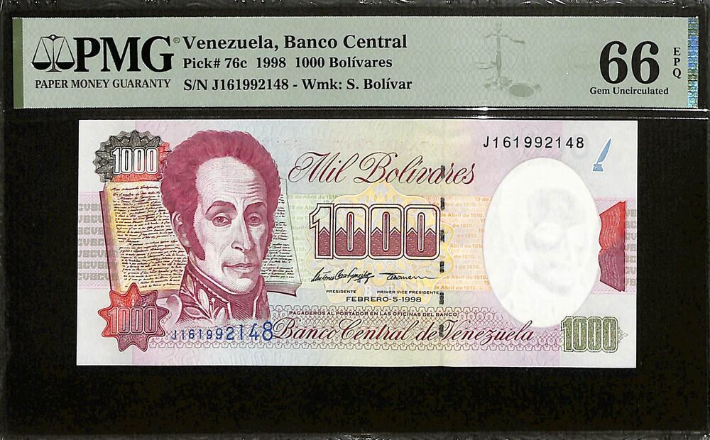 Venezuela - 1000 Bolivares 1998 - Pick # 76c - PMG 66 EPQ