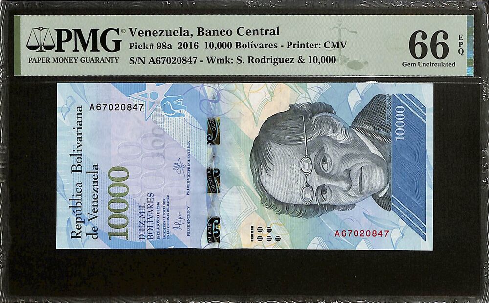 Venezuela - 10.000 Bolivares 2016 - Pick # 98a - PMG 66 EPQ
