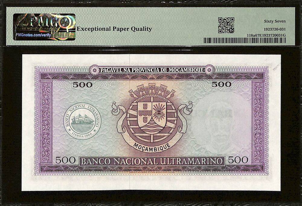 Mozambique - 500 Escudos 1967 (ND 1976) - Pick # 118 - PMG 67 EPQ