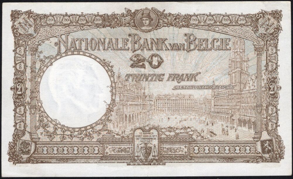 Belgium - 20 Francs 1928 - Pick # 98b - XF+