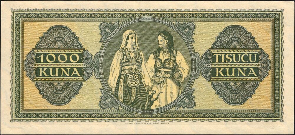 Croatia - 1000 Kuna 1943 - Pick # 12 - UNC-