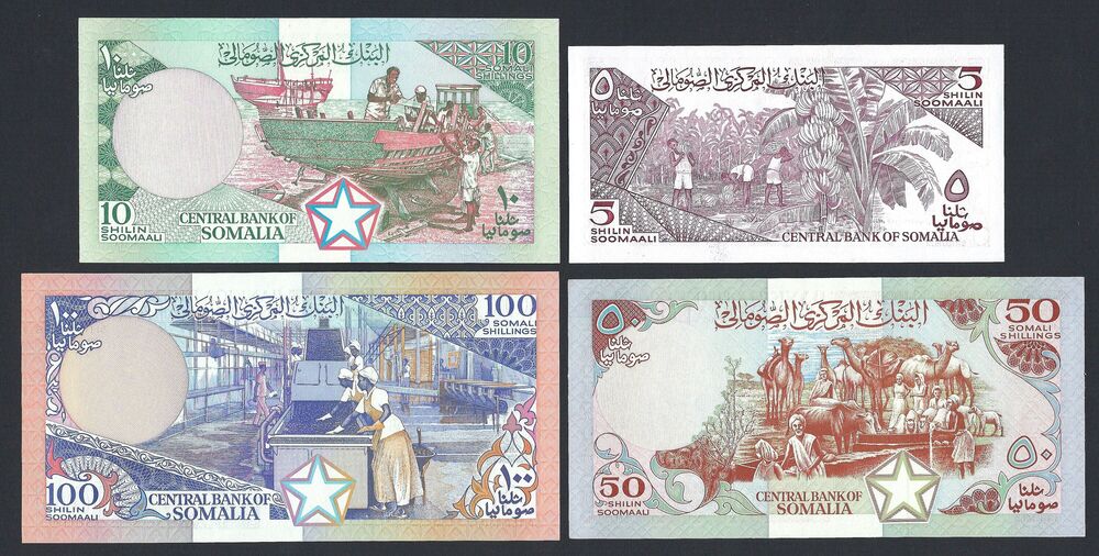 Somalia - 5, 10, 50 & 100 Shillings 1983/89 - UNC-/UNC