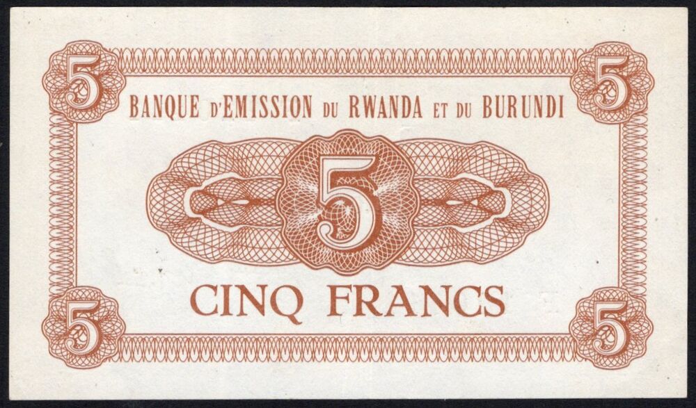 Rwanda-Burundi - 5 Francs 1961 - Pick # 1a - XF