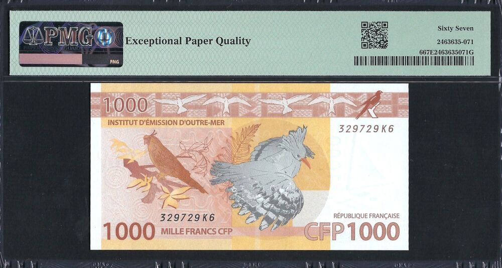 French Pacific Territories - 1000 Francs 2014 - Pick # 6 - PMG 67 EPQ