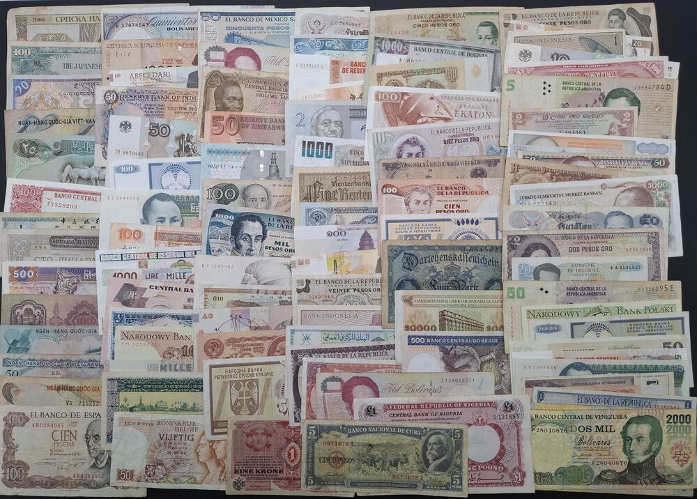  Mixed lot of 100 world banknotes, in circulated grades (8)