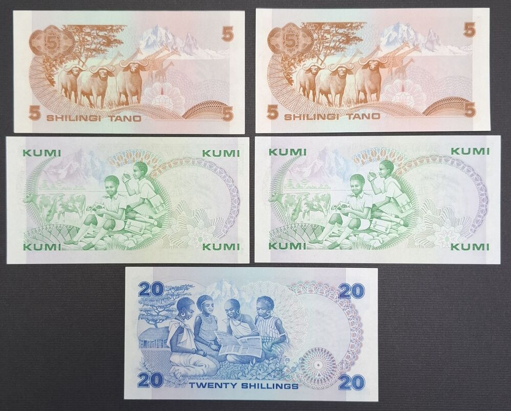 Kenya - Group of 5 notes 1981/84 - AU/UNC