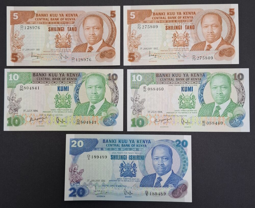 Kenya - Group of 5 notes 1981/84 - AU/UNC