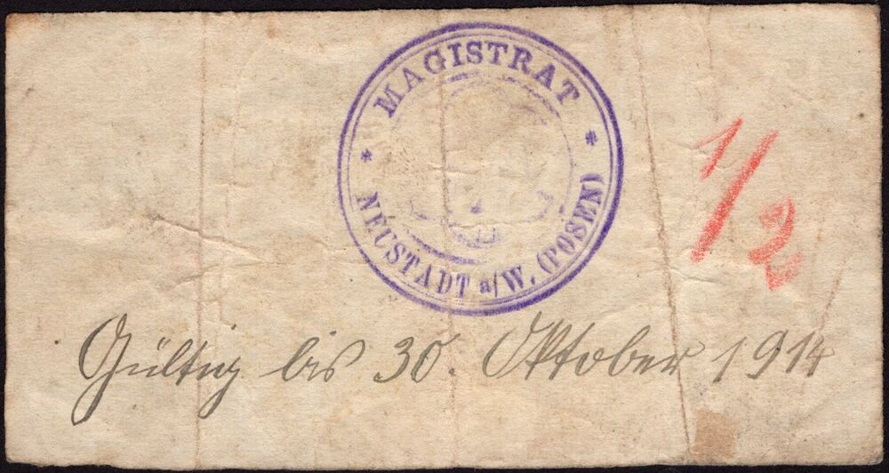 Poland, Emergency Issue - Nowe Miasto nad Warta / Neustadt - 1/2 Mark WWI