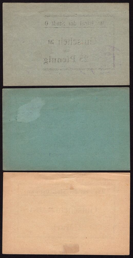 Poland, Emergency Issue - Ostrowo - 0.25, 0.50 and 1 Mark WWI