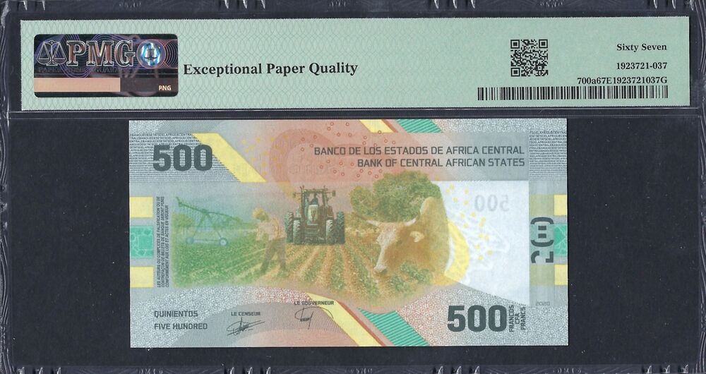 Central African States - 500 Francs 2020 - Pick # 700a - PMG 67 EPQ