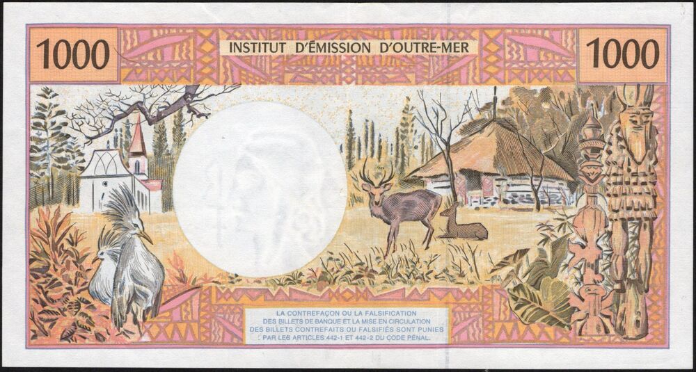 French Pacific Territories - 1000 Francs 1992 - Pick # 2g - XF (ph)