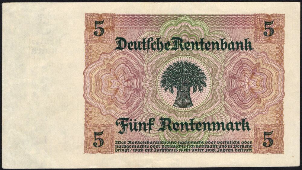 Germany - 5 Rentenmark 1926 - Pick # 169 - aXF