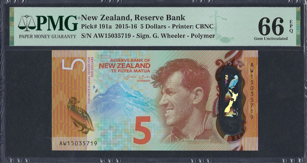 New Zealand - 5 Dollars 2015 - Pick # 191a - PMG 66 EPQ