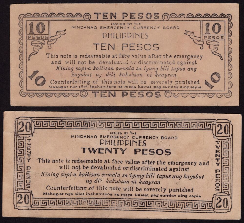 Philippines, Mindanao - 10 & 20 Pesos 1943-1944 - Pick # S488x and S528x - Forgeries - F/VF