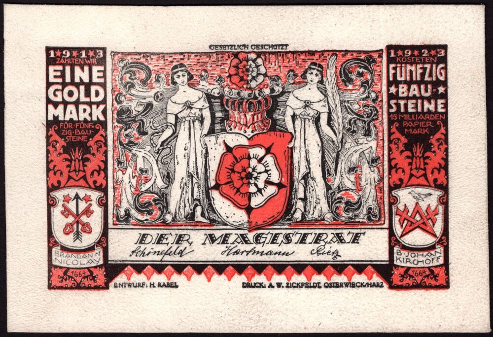 Germany - 1 Goldmark 1923, Osterwieck - LEATHER - AU