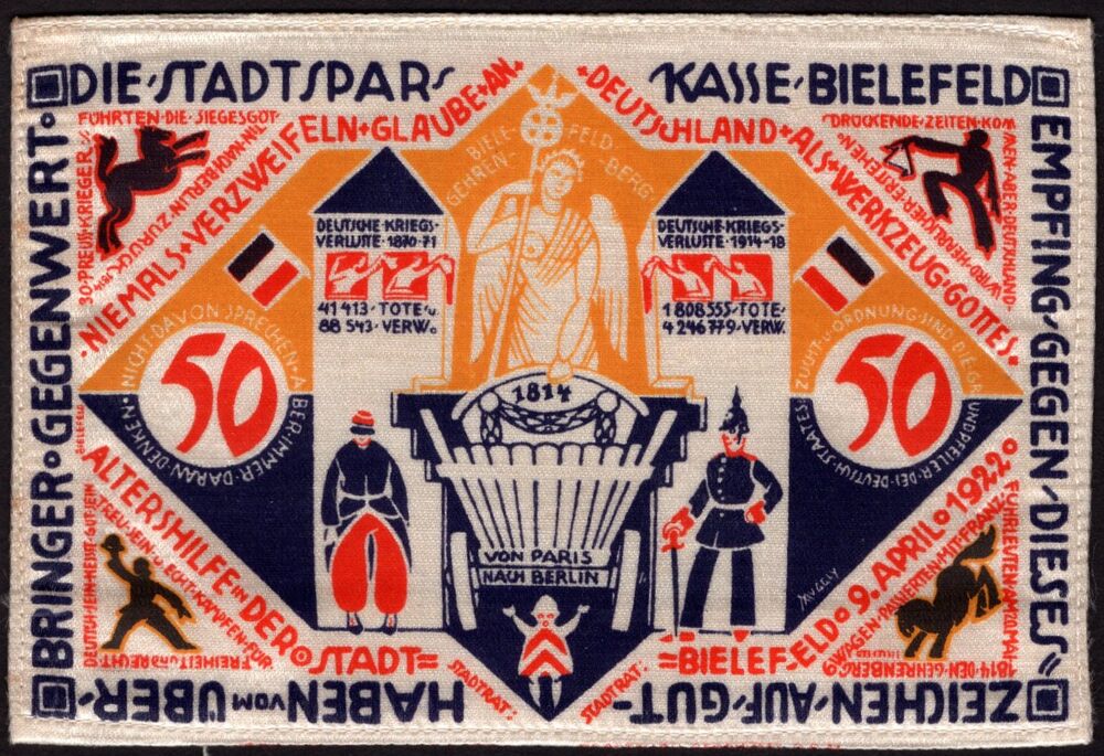 Germany - 50 Pfennig 1921, Bielefeld - SILK - AU