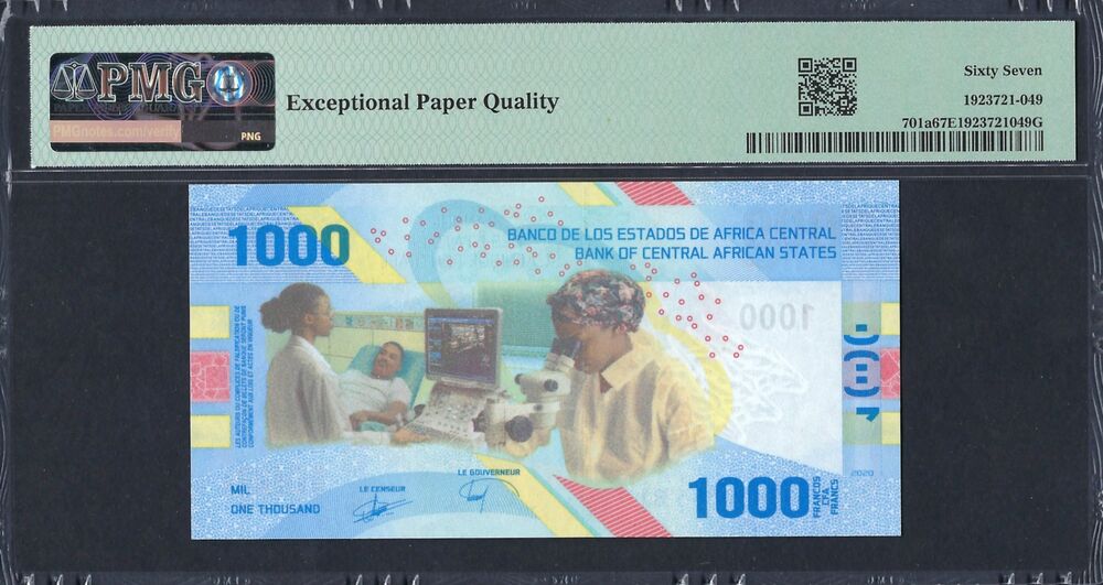 Central African States - 1.000 Francs 2020 - Pick # 701a - PMG 67 EPQ