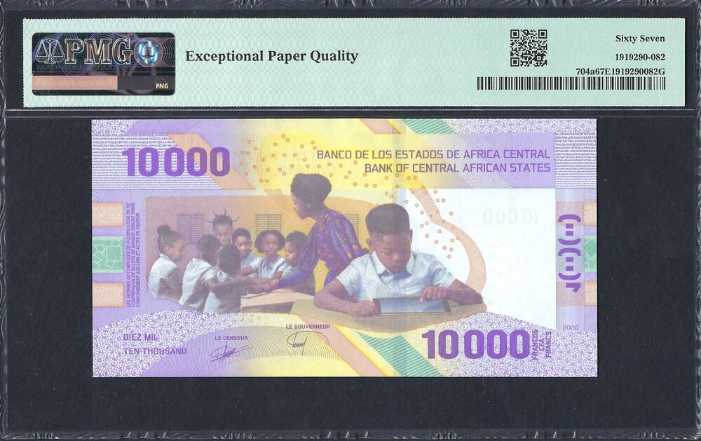 Central African States - 10.000 Francs 2020 - Pick # 704a - PMG 67 EPQ