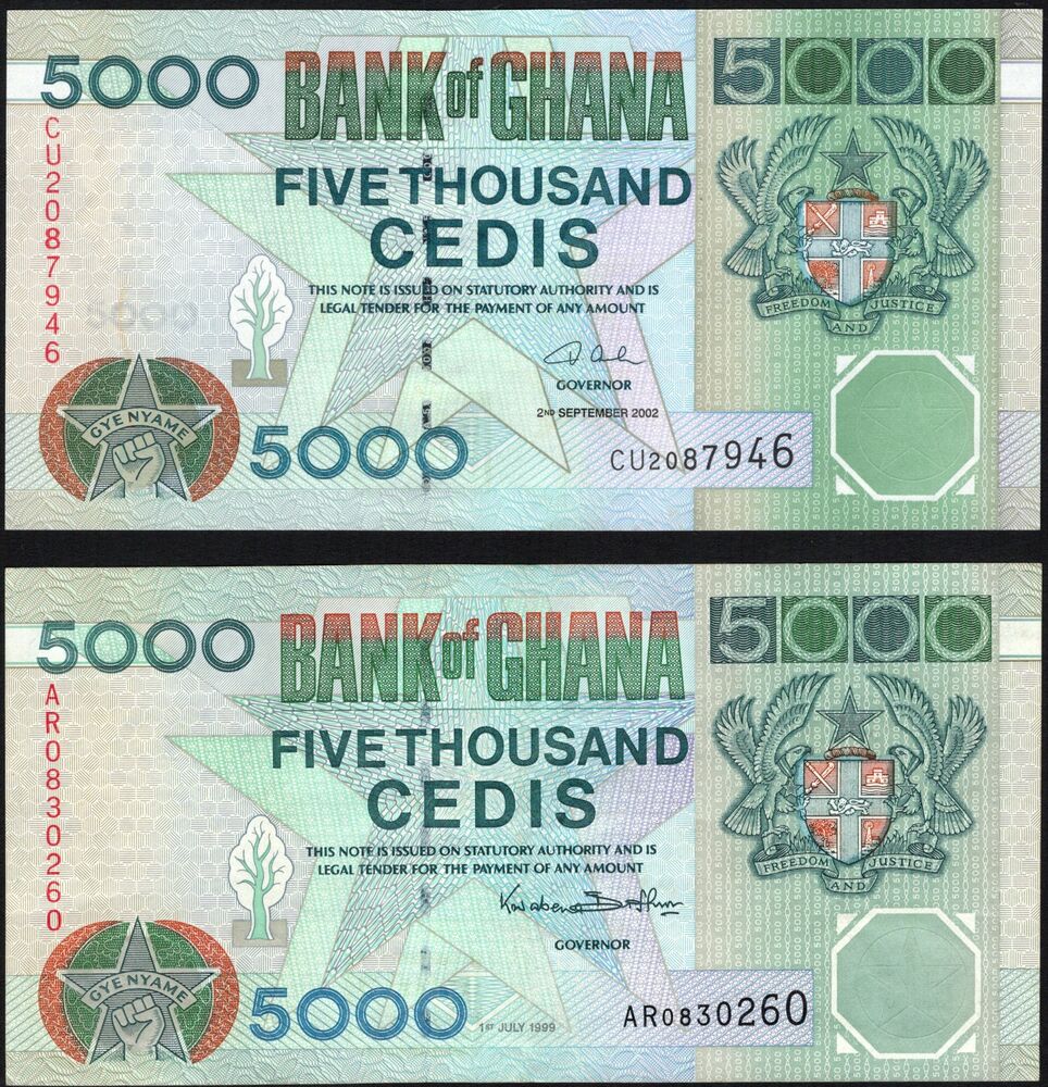Ghana - 5000 Cedis 1999 - Pick # 34 - Error Note - aXF