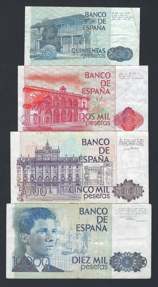 Spain - Series of 4 notes 1979/85 - Fine