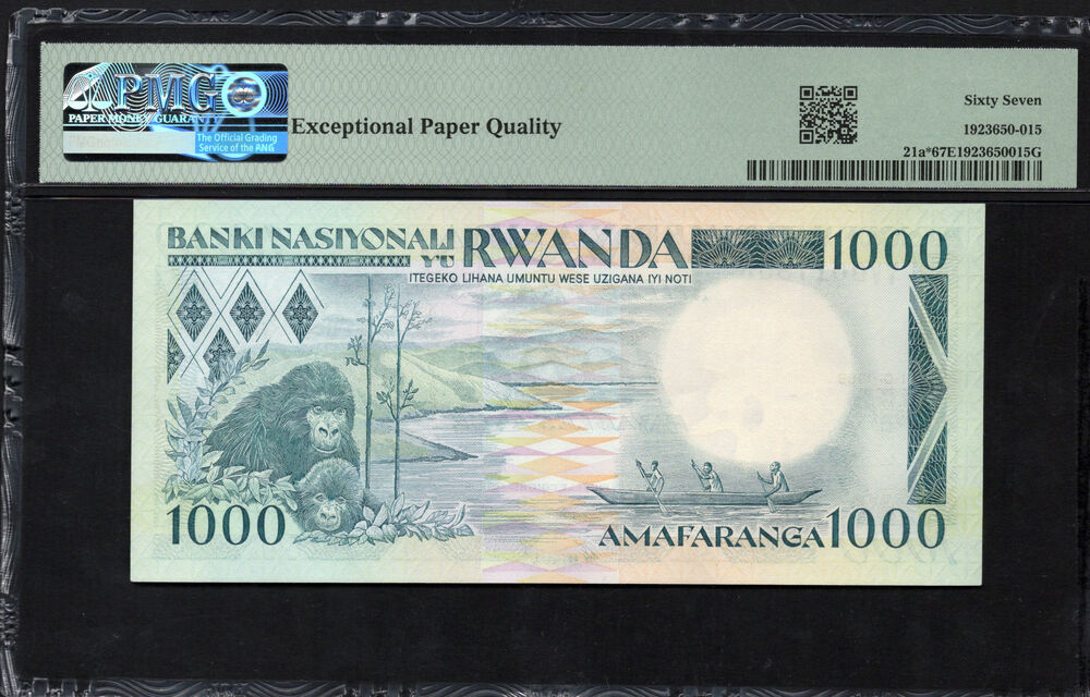 Rwanda - 1000 Francs 1988-89 - Pick # 21a* - REPLACEMENT - PMG 67 EPQ