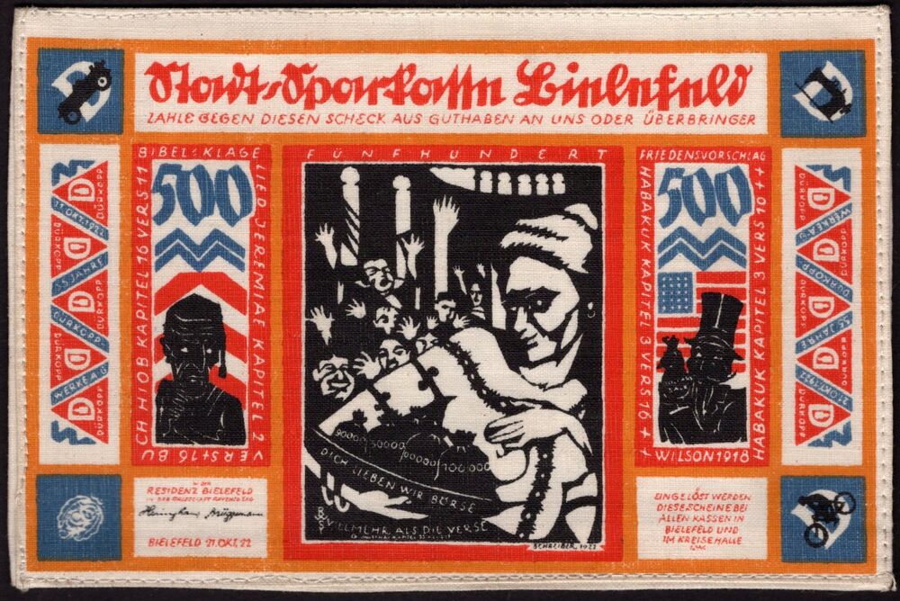 Germany - 500 Mark 1922, Bielefeld - SILK - AU