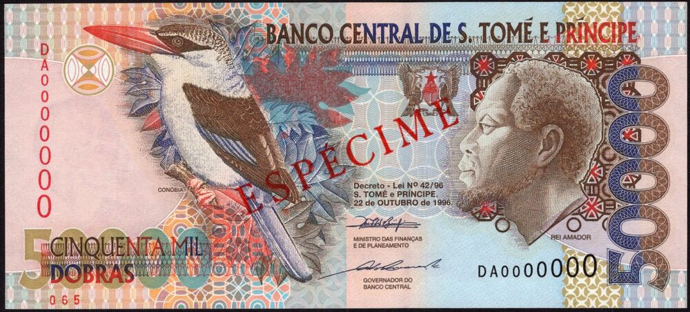 Saint Thomas - 50.000 Dobras 1996 - Pick # 68s - Specimen - UNC