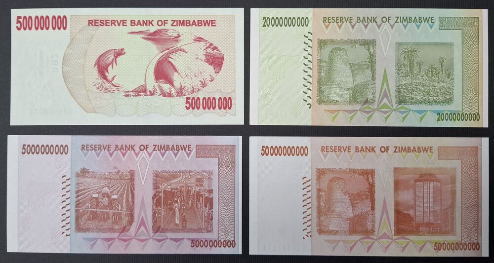 Zimbabwe - 4 high denomination Replacements - UNC