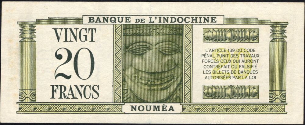 New Caledonia - 20 Francs 1944 - Pick # 49 - VF+
