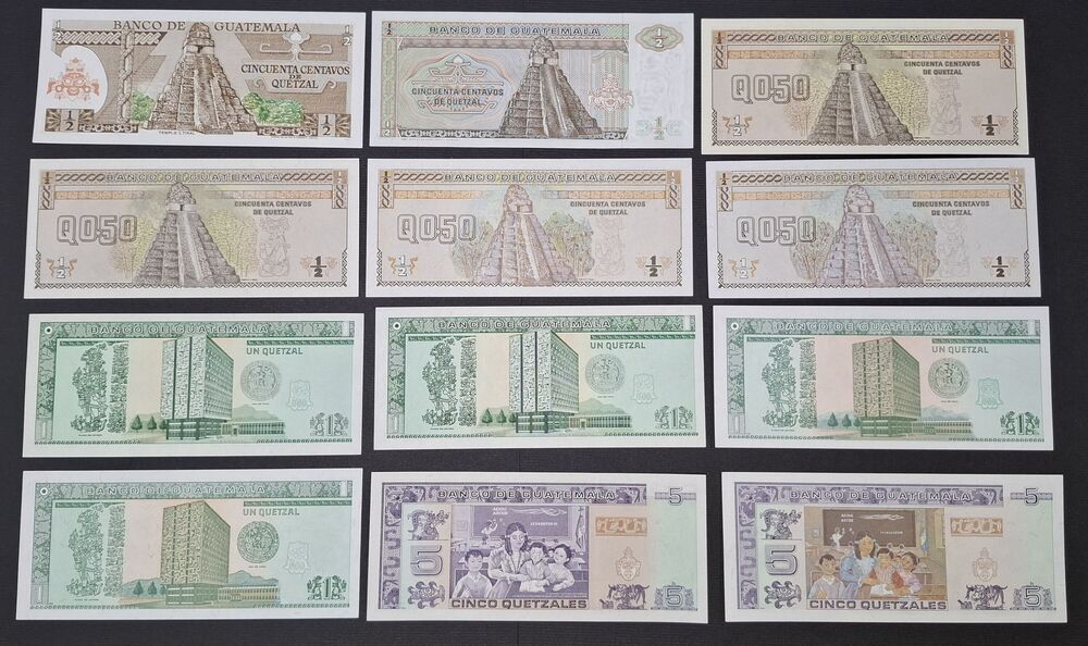 Guatemala - Group of 12 notes 1982/96 - UNC