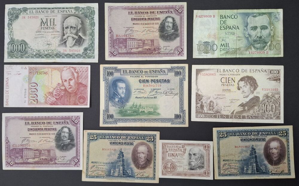 Spain - Group lot of 10 pieces in circulated grades - 1925-1992