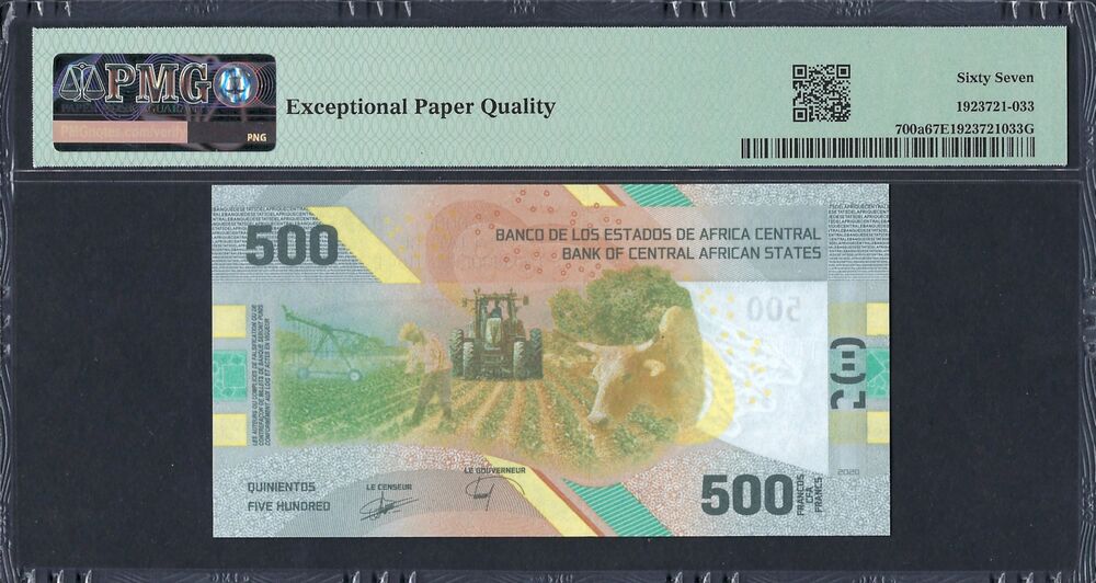 Central African States - 500 Francs 2020 - Pick # 700a - PMG 67 EPQ