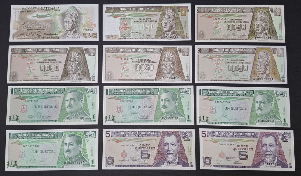 Guatemala - Group of 12 notes 1982/96 - UNC