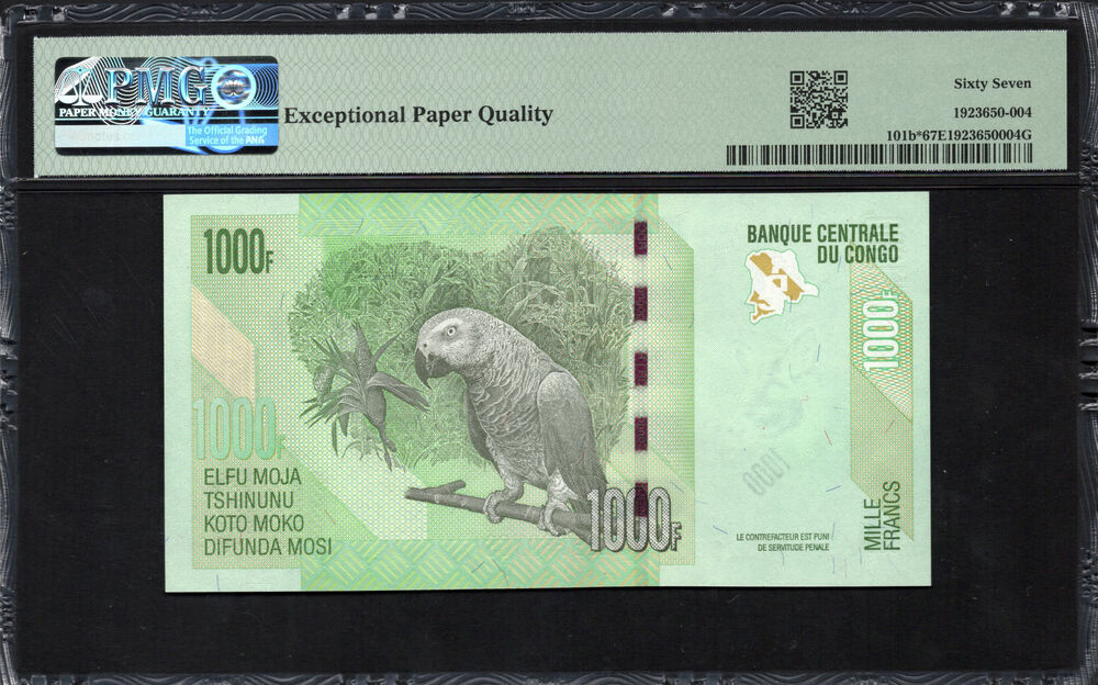Congo Democratic Republic - 1000 Francs 2013 - Pick # 101b* - REPLACEMENT - PMG 67 EPQ