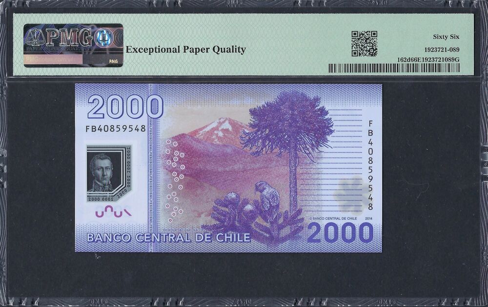 Chile - 2.000 Pesos 2014 - Pick # 162d - PMG 66 EPQ