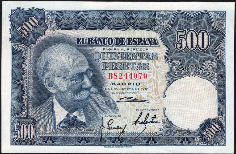 Spain - 500 Pesetas 1951 - Pick # 142 - XF