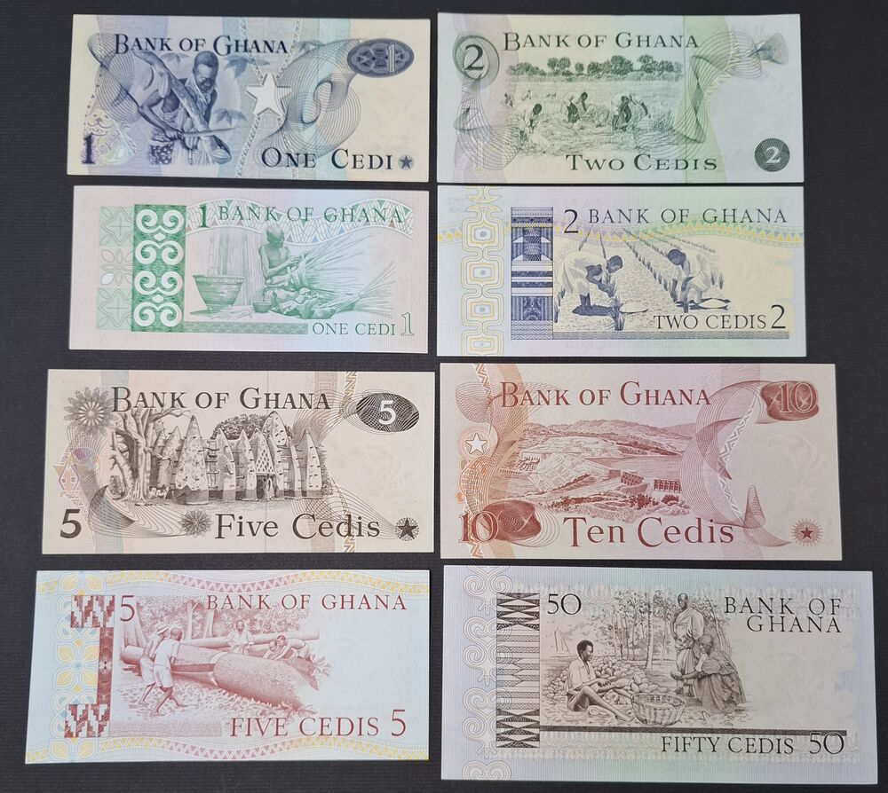 Ghana - Group of 8 notes 1976/82 - AU/UNC