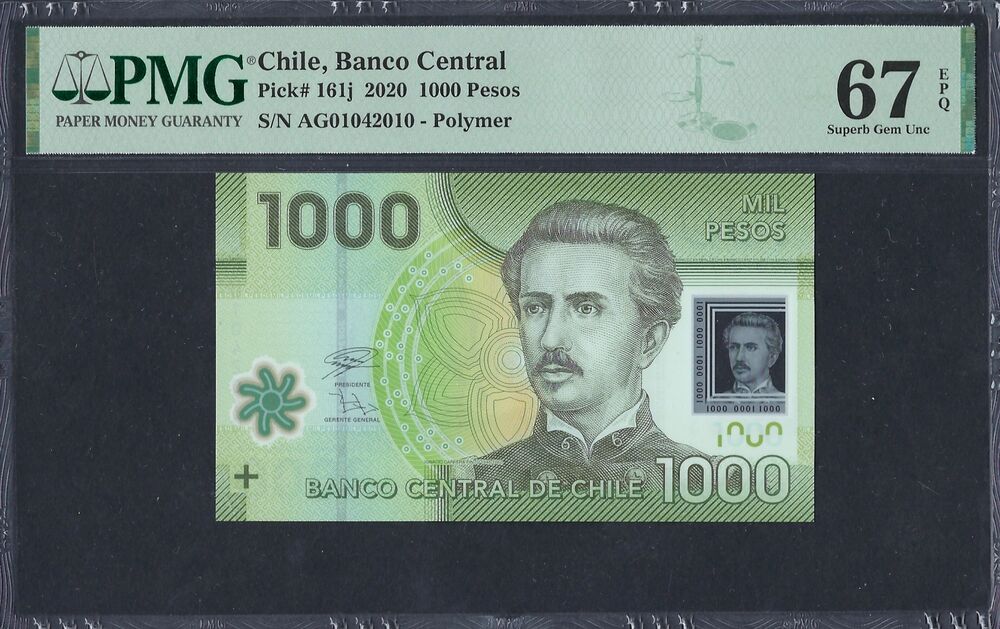 Chile - 1.000 Pesos 2020 - Pick # 161j - PMG 67 EPQ