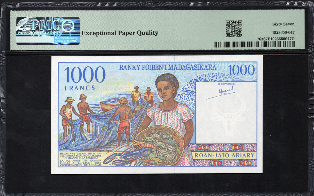 Madagascar - 1000 Francs ND (1994) - Pick # 76a - PMG 67 EPQ